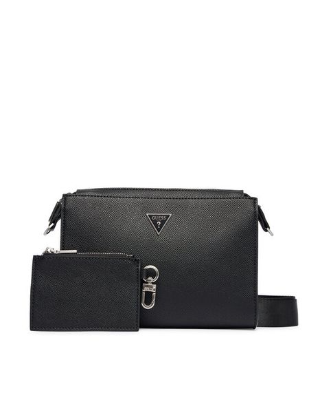 Guess Torebka HMMISL P6457 Czarny. Czarne listonoszki Guess, z aplikacjami, ze skóry, bez dodatków. Za 364.99 zł.