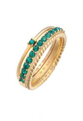 Elli Damski zestaw soliter Memoire z kryształami szklanymi z pozłacanym srebrze 925 Sterling Silver Pierścionki 1 ct. Szare pierścionki Elli, pozłacane. Za 328.99 zł.