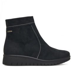 Botki Josef Seibel. Czarne botki Josef Seibel, bez wzorów, bez obcasa, na płaskiej podeszwie, bez zapięcia. Za 519.99 zł.
