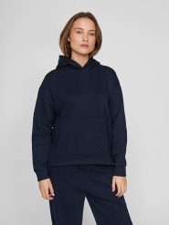 Vila Bluza "Huris" w kolorze granatowym rozmiar: XS. Niebieskie bluzy Vila, xs, bez wzorów, z kapturem. Za 61.60 zł.