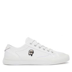 Trampki KARL LAGERFELD. Białe trampki KARL LAGERFELD, bez wzorów, bez zapięcia. Za 631.99 zł.