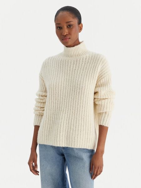 Calvin Klein Jeans Golf Brushed Wool Ls LV044D361G Biały Regular Fit. Białe golfy Calvin Klein Jeans, s, bez wzorów, z jeansu, bez ramiączek. Za 559.99 zł.