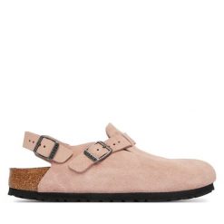 Sandały Birkenstock. Czerwone sandały Birkenstock, bez wzorów, bez obcasa, na płaskiej podeszwie, bez zapięcia. Za 719.99 zł.