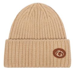 Czapka Guess. Brązowe czapki Guess, z aplikacjami. Za 154.99 zł.