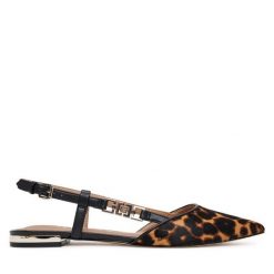 Sandały Guess. Brązowe sandały Guess, z aplikacjami, bez obcasa, na płaskiej podeszwie, bez zapięcia. Za 439.99 zł.