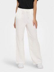 ONLY Spodnie dzianinowe Thyra 15296375 Biały Comfort Fit. Białe spodnie materiałowe Only, l, bez wzorów, z bawełny. Za 49.99 zł.
