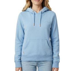 Bluza damska z kapturem Superdry Essential Logo Emb Hb. Niebieskie bluzy Superdry, l, bez wzorów, z bawełny, z kapturem. Za 295.45 zł.
