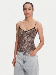 Miss Sixty Top 6S1SJ54300 Brązowy Slim Fit. Brązowe topy Miss Sixty, s, bez wzorów, z bawełny, bez kołnierzyka, bez ramiączek. Za 339.99 zł.