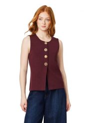 Scotch & Soda Top dzianinowy w kolorze bordowym rozmiar: M. Czerwone topy Scotch & Soda, m, bez wzorów, z dzianiny, bez kołnierzyka, bez ramiączek. Za 169.95 zł.