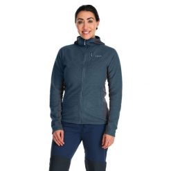 Bluza polarowa damska Rab Capacitor Hoody z kapturem. Niebieskie bluzy RAB, bez wzorów, z polaru, z kapturem. Za 314.99 zł.