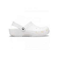 Klapki dla dorosłych Crocs Classic. Białe klapki Crocs, bez wzorów, bez obcasa. W wyprzedaży za 169.00 zł.