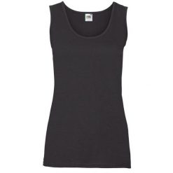 Kamizelka Damska Valueweight Top. Czarne koszulki sportowe FRUIT OF THE LOOM, bez wzorów, bez ramiączek. Za 45.99 zł.