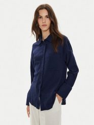 Gina Tricot Koszula 22624 Granatowy Loose Fit. Niebieskie koszule Gina Tricot, xs, bez wzorów, z bawełny, bez kołnierzyka, bez ramiączek. Za 99.99 zł.