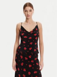 BARDOT Top 59752TB2 Czarny Slim Fit. Czarne topy Bardot, bez wzorów, z wiskozy, bez kołnierzyka, bez ramiączek. Za 179.99 zł.
