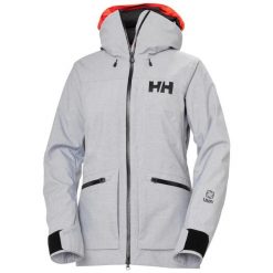 Damska kurtka narciarska Helly Hansen Powderqueen 3.0. Szare kurtki narciarskie Helly Hansen, bez wzorów, bez kaptura, narciarskie. W wyprzedaży za 1,664.55 zł.