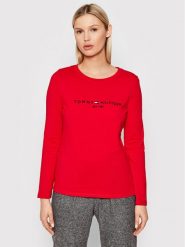 Tommy Hilfiger Bluzka WW0WW30720 Czerwony Regular Fit. Czerwone bluzki TOMMY HILFIGER, xs, bez wzorów, z bawełny, bez kołnierzyka, bez ramiączek. Za 229.99 zł.