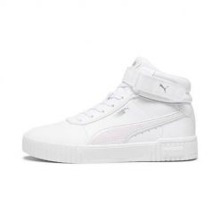 Buty do chodzenia damskie Puma Carina 2.0 Mid Wonderland. Białe obuwie sportowe Puma, z gumy, bez zapięcia, trekkingowe. Za 509.99 zł.