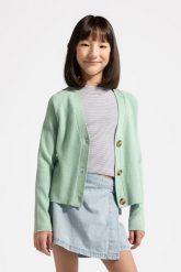 Sweter rozpinany. Zielone kardigany COCCODRILLO, bez wzorów. W wyprzedaży za 49.90 zł.