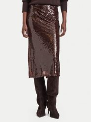 Rinascimento Spódnica midi CFC0020440002 Brązowy ciemny Regular Fit. Brązowe spódnice Rinascimento, s, bez wzorów, z syntetyku, midi. Za 516.99 zł.