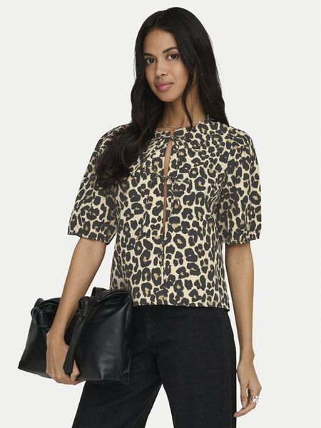 ONLY Bluzka Jenna 15368592 Beżowy ciemny Regular Fit. Brązowe bluzki Only, m, bez wzorów, z syntetyku, bez kołnierzyka, bez ramiączek. Za 96.99 zł.