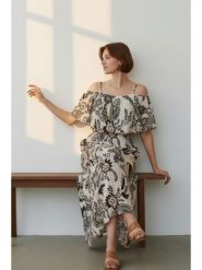 William de Faye Sukienka w kolorze biało-czarnym rozmiar: 40. Czarne sukienki William de Faye, bez wzorów, bez kołnierzyka, bez ramiączek, maxi. Za 143.99 zł.