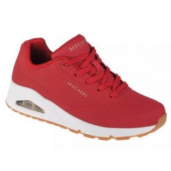 Buty na co dzień damskie SKECHERS UNO STAND ON AIR eko skóra. Czerwone obuwie sportowe Skechers, ze skóry, bez zapięcia, trekkingowe, Skechers Sport. Za 303.00 zł.