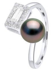 ATELIERS SAINT GERMAIN Srebrny pierścionek z cyrkoniami i perłą Tahiti rozmiar: onesize. Szare pierścionki ATELIERS SAINT GERMAIN, z cyrkonią, srebrne. Za 826.99 zł.