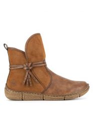 Rieker Botki Z3772-22 Brązowy. Brązowe botki Rieker, bez wzorów, z materiału, bez obcasa, na płaskiej podeszwie, bez zapięcia. Za 251.99 zł.