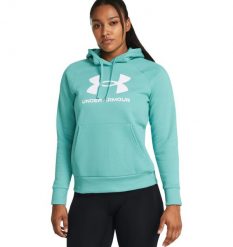 Bluza sportowa damska Under Armour Rival Fleece Big Logo. Brązowe bluzy Under Armour, l, bez wzorów, z bawełny, z kapturem. Za 409.99 zł.