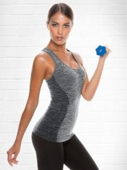 Controlbody Top sportowy w kolorze szarym rozmiar: M/L. Szare koszulki sportowe Controlbody, bez wzorów, z materiału, bez ramiączek, outdoorowe. Za 73.99 zł.