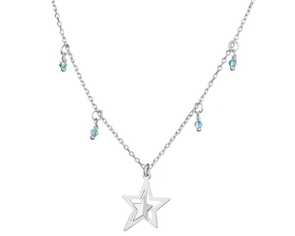 Naszyjnik srebrny ze szlifowanym szkłem - gwiazdy. Szare naszyjniki Apart, srebrne. W wyprzedaży za 84.50 zł.