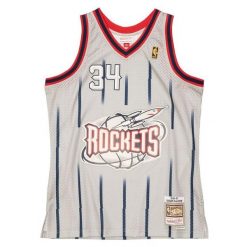 Koszulka NBA Houston Rockets Hakeem Olajuwon. Szare bluzki Mitchell & Ness, bez wzorów, sportowe, bez kołnierzyka, bez ramiączek. Za 573.00 zł.