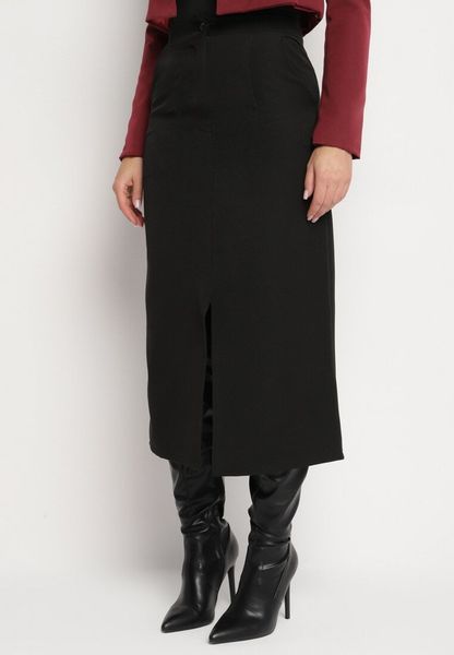 Czarna Ołówkowa Spódnica z Wiskozą i Wysokim Stanem Ozdobiona Rozcięciem Semariel. Czarne spódnice Born2be, do pracy, s, bez wzorów, z wiskozy, biznesowe, midi, dopasowane. Za 39.99 zł.