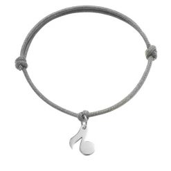 Bransoletka ze srebrną nutką na grubym jasnoszarym sznurku. Szare bransoletki Lilou, srebrne. Za 139.00 zł.