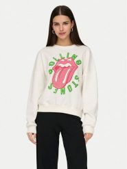 ONLY Bluza Rolling Stones 15345927 Biały Regular Fit. Białe bluzy sportowe Only, xs, bez wzorów, z bawełny, bez kaptura. Za 139.99 zł.