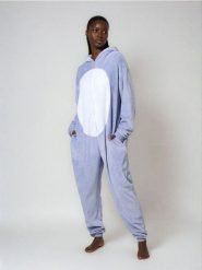 Polarowa piżama onesie z kapturem i uszami 3D Stitch - błękitny. Niebieskie piżamy Sinsay, bez wzorów, z polaru, bez ramiączek. Za 89.99 zł.