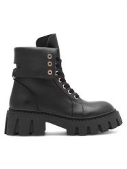 Eva Minge Botki TOLEDO-2603-02 Czarny. Czarne botki Eva Minge, bez wzorów, ze skóry, bez obcasa, na płaskiej podeszwie, bez zapięcia. Za 599.99 zł.
