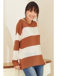 Milan Kiss Sweter w kolorze brązowo-kremowym rozmiar: XL. Brązowe swetry Milan Kiss, xl, bez wzorów, z bawełny, bez ramiączek. Za 133.89 zł.