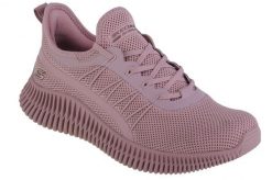 Kapcie SKECHERS BOBS GEO-NEW AESTHETICS SLIP-INS Rose. Czerwone obuwie domowe Skechers, bez wzorów, z materiału, bez zapięcia. Za 249.99 zł.