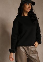 Czarna Bluza z Bawełną i Przeszyciami przy Dekolcie Fezanna. Czarne bluzy Renee, l, bez wzorów, z bawełny, bez kaptura. Za 59.99 zł.