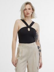 Orsay Top w kolorze czarnym rozmiar: M. Czarne topy Orsay, m, bez wzorów, bez kołnierzyka, bez ramiączek. Za 21.99 zł.