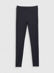 4F Legginsy dzianinowe prążkowane damskie - czarne XXL. Czarne legginsy 4f, xxl, bez wzorów, z dzianiny, z podwyższonym stanem, długie. Za 129.99 zł.