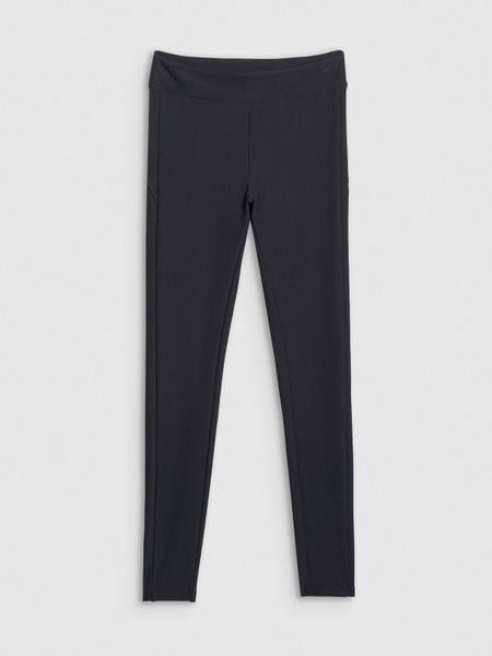 4F Legginsy dzianinowe prążkowane damskie - czarne XXL. Czarne legginsy 4f, xxl, bez wzorów, z dzianiny, z podwyższonym stanem, długie. Za 129.99 zł.