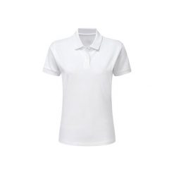 Damska Koszulka Polo Policotton Krótki Rękaw. Białe koszulki polo SG, bez wzorów, bez ramiączek. Za 72.99 zł.