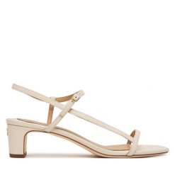 Sandały LAUREN RALPH LAUREN. Białe sandały Lauren Ralph Lauren, bez wzorów, bez obcasa, na płaskiej podeszwie, bez zapięcia. Za 729.99 zł.