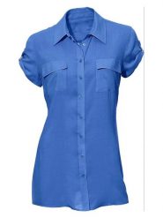 Heine Koszula w kolorze niebieskim rozmiar: 38. Niebieskie koszule Heine, bez wzorów, z bawełny, bez kołnierzyka, bez ramiączek. Za 126.99 zł.