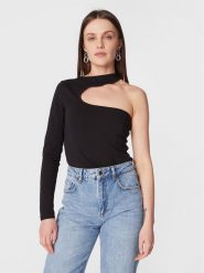 Sisley Bluzka 3VAMW1006 Czarny Slim Fit. Czarne bluzki Sisley, m, bez wzorów, z bawełny, bez kołnierzyka, bez ramiączek. Za 179.99 zł.