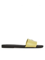 Calvin Klein Jeans Klapki Flat Sandal Slide Mg YW0YW01697 Żółty. Żółte klapki Calvin Klein Jeans, bez wzorów, z jeansu, bez obcasa. Za 229.99 zł.