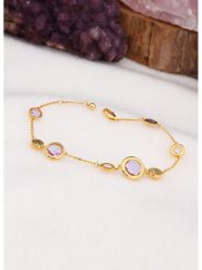 L'Atelier de Gaia Pozłacana bransoletka z perłami i cyrkoniami rozmiar: onesize. Różowe bransoletki L'Atelier de Gaia, z cyrkonią, pozłacane. Za 121.80 zł.