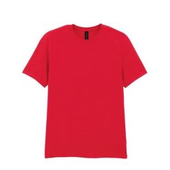 Bawełniana Koszulka Unisex Dla Dorosłych W Miękkim Stylu. Czerwone bluzki GILDAN, xl, bez wzorów, z bawełny, sportowe, bez kołnierzyka, bez ramiączek. Za 48.99 zł.